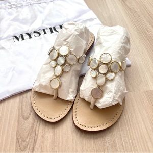 Mystique White Crystal Pearl Coin Sandals